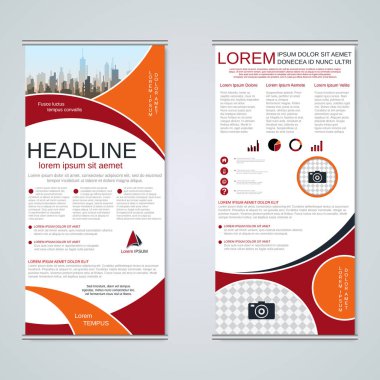 Modern geometrik rulo iş afişleri, çift taraflı pilot vektör tasarım şablonu