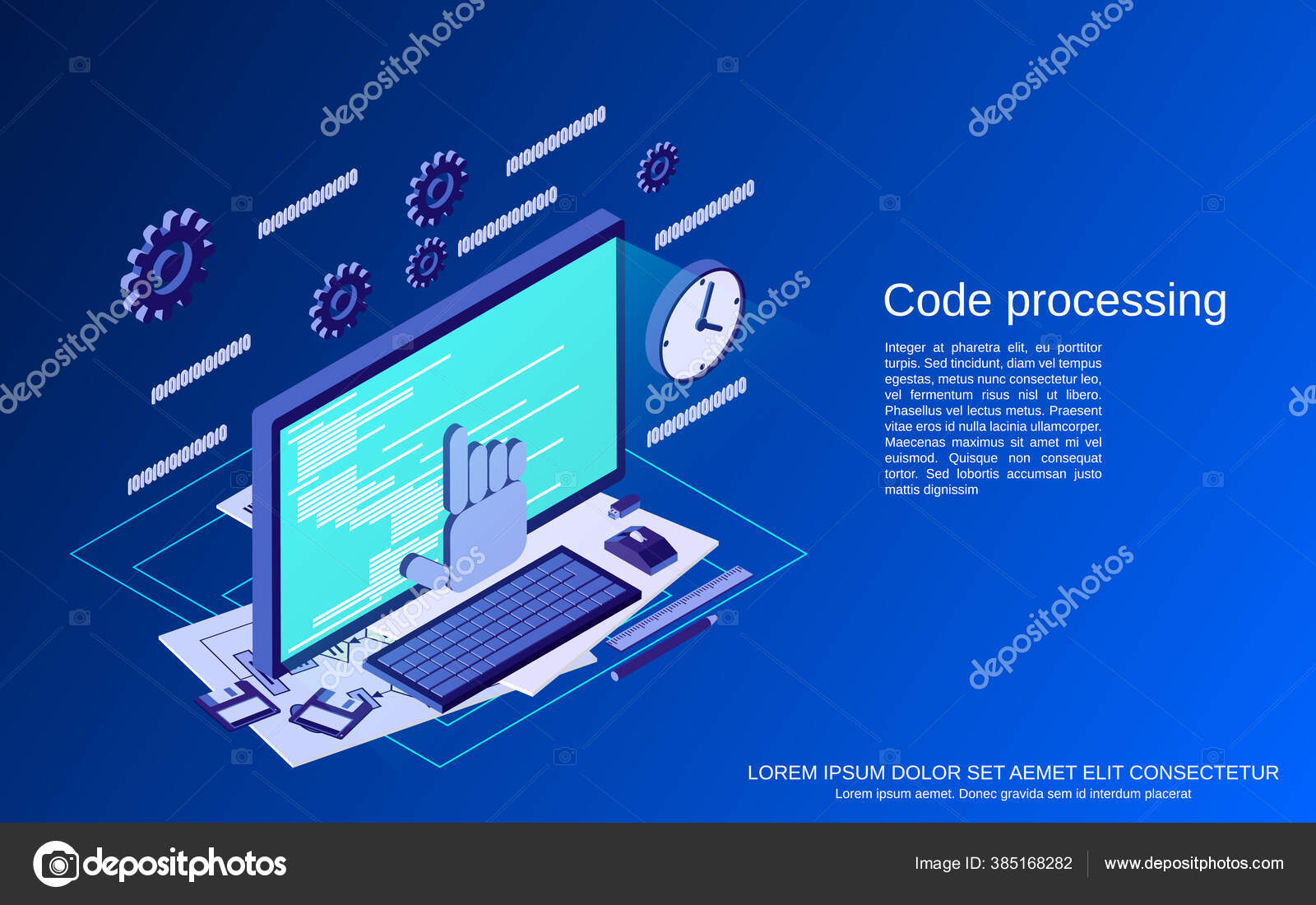Processamento Código Codificação Programa Otimização Algoritmo Ilustração Conceito Vetor Isométrico Plano