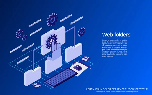 Folder Web Gambar Konsep Vektor Isometrik Rata Jaringan - Stok Vektor