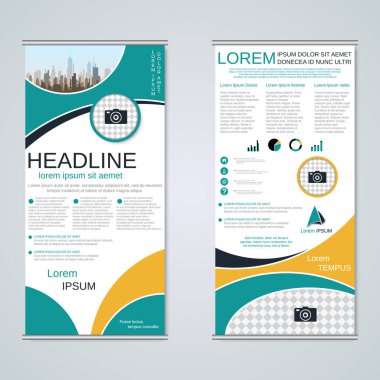 Modern geometrik rulo iş afişleri, çift taraflı pilot vektör tasarım şablonu