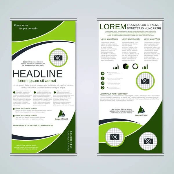 Modern Geometric Roll Business Banners Two Sided Flyer Vector Design — Stock Vector