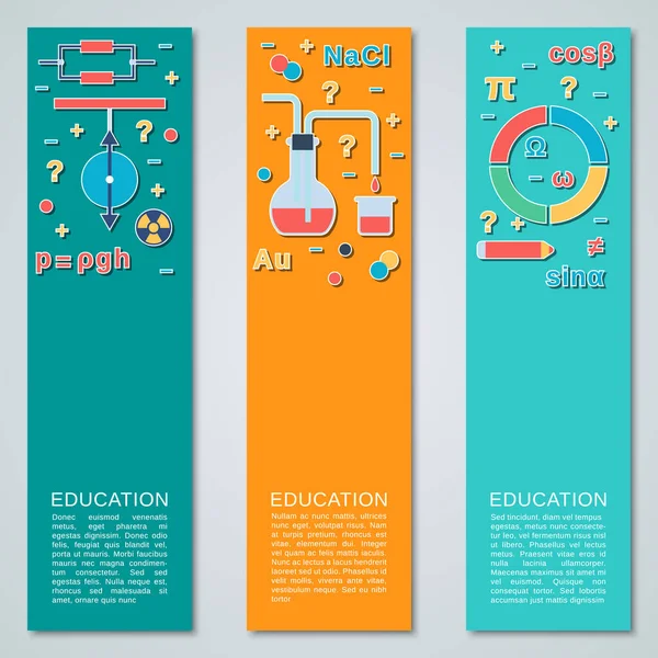 Educación Plana Diseño Estilo Vertical Banners Vector Colección — Vector de stock