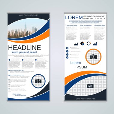 Modern geometrik rulo iş afişleri, çift taraflı pilot vektör tasarım şablonu
