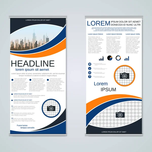 Modern geometrik rulo iş afişleri, çift taraflı pilot vektör tasarım şablonu