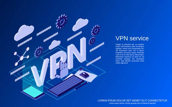 VPN servis düz 3d izometrik vektör konsepti çizimi