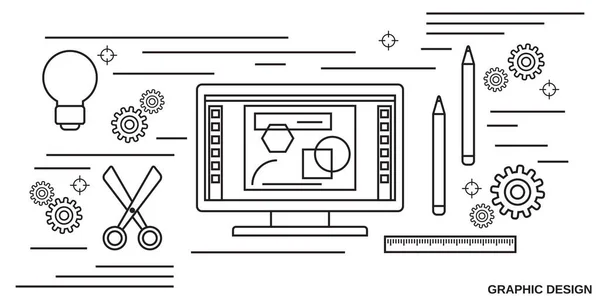 Projekt Graficzny Cienka Linia Sztuka Styl Wektor Koncepcja Ilustracja — Wektor stockowy