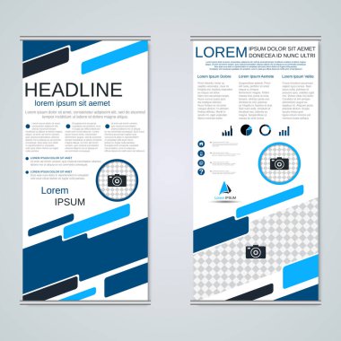 Modern geometrik rulo iş afişleri, çift taraflı pilot vektör tasarım şablonu