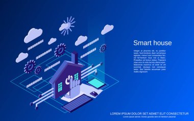 Akıllı ev 3d izometrik vektör çizimi