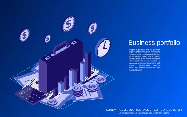 Portfólio Negócios Estatísticas Financeiras Análise Gestão Plana Ilustração Conceito Vetor — Vetor de Stock
