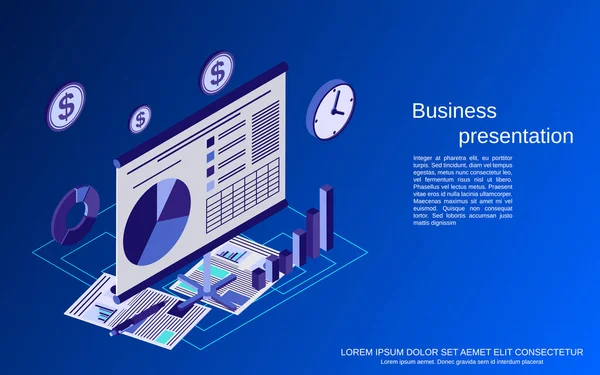 Business Presentation Flat Isometric Vector Concept Illustration — Stock Vector