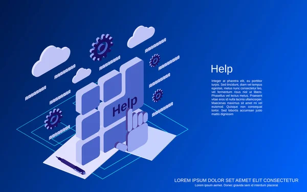 Help Platte Isometrische Vector Concept Illustratie — Stockvector