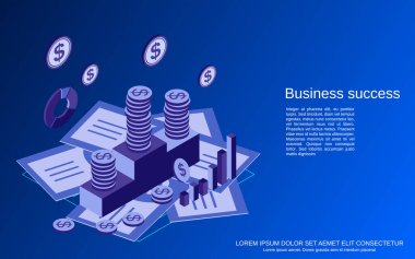 İş başarısı, düz izometrik vektör konsepti illüstrasyonu ödülü