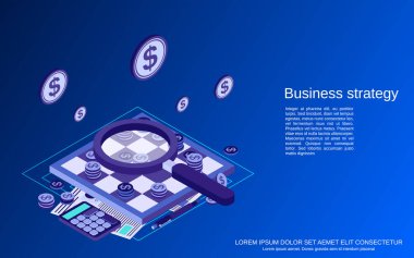 İş stratejisi, satranç oyunu, çözüm araması, düz izometrik vektör gösterimi arayışı