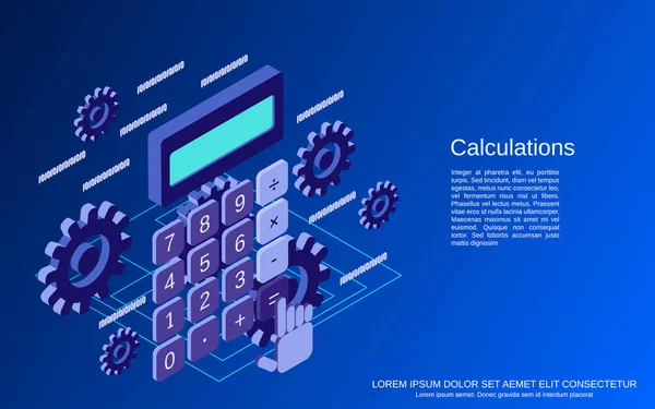 Bedrijfstelling Financiële Berekeningen Platte Isometrische Vector Concept Illustratie — Stockvector