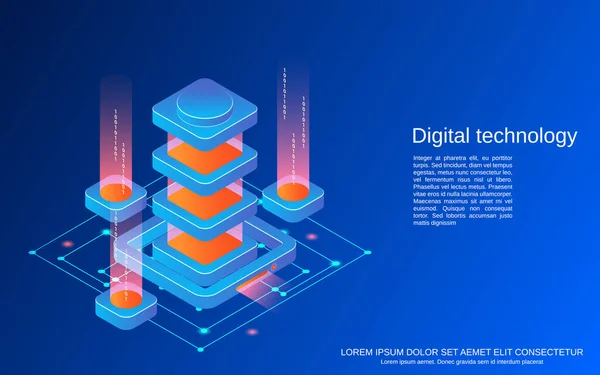 Digitale Technologie Flache Isometrische Vektorkonzepte Illustration — Stockvektor