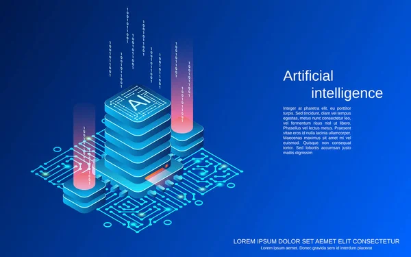 Artificial Intelligence Digital Technology Flat Isometric Vector Concept Illustration — Stock Vector