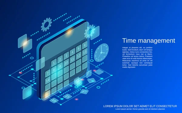 Time Management Business Planning Flat Isometrický Vektorový Koncept Ilustrace — Stockový vektor