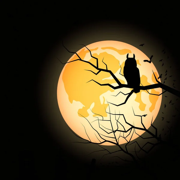 Halloween Pełnia Księżyca Straszne Noc Wektor Tło — Wektor stockowy