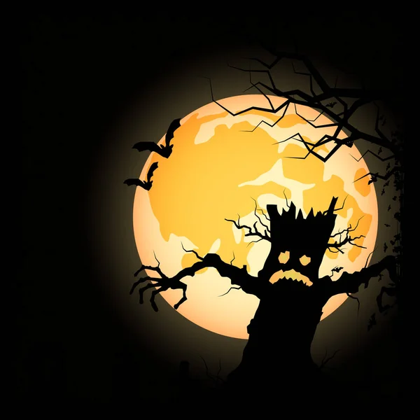 Halloween Full Moon Scary Night Vector Background — Stock Vector