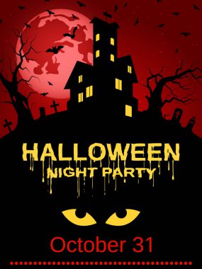 Cadılar Bayramı gece broşürü, broşürü, poster, davetiye kartı tasarım şablonu