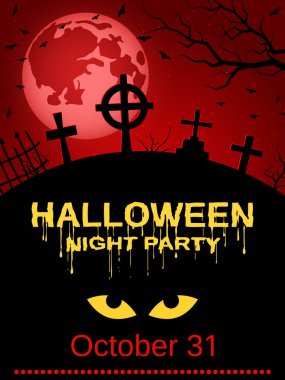 Cadılar Bayramı gece broşürü, broşürü, poster, davetiye kartı tasarım şablonu