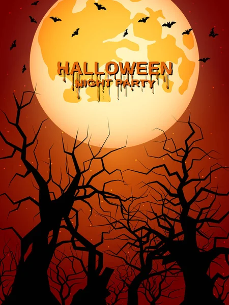 Halloween Nocna Ulotka Broszura Plakat Wzór Wektora Karty Zaproszenia — Wektor stockowy
