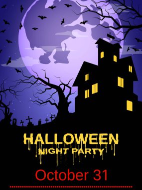 Cadılar Bayramı gece broşürü, broşürü, poster, davetiye kartı tasarım şablonu