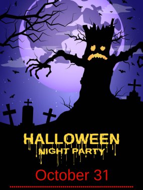 Cadılar Bayramı gece broşürü, broşürü, poster, davetiye kartı tasarım şablonu