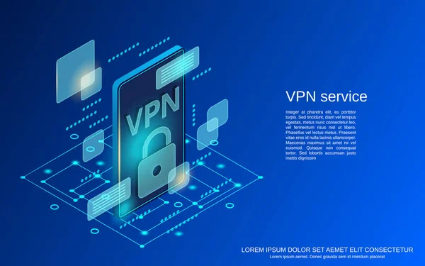 Servicio Vpn Plano Vector Isométrico Concepto Ilustración — Archivo Imágenes Vectoriales