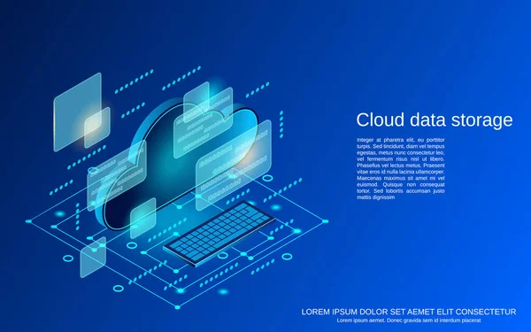 Cloud Computing Datenfernspeicherung Flache Isometrische Konzeption Illustration Stockillustration