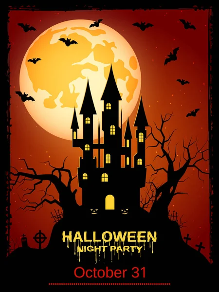 Folheto Noite Halloween Livreto Cartaz Modelo Design Vetor Cartão Convite — Vetor de Stock