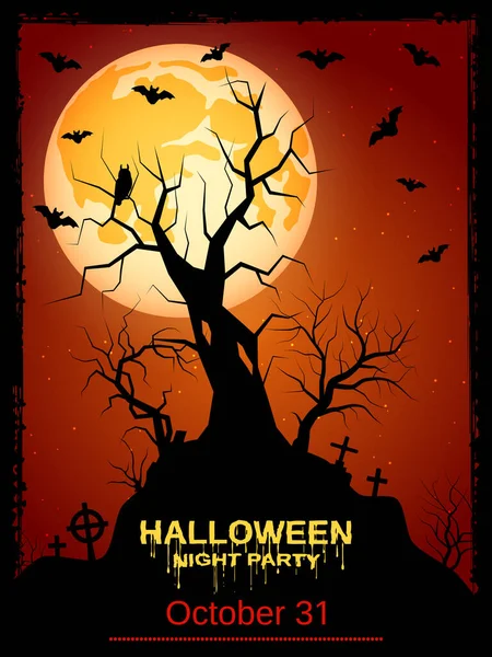 Folheto Noite Halloween Livreto Cartaz Modelo Design Vetor Cartão Convite — Vetor de Stock