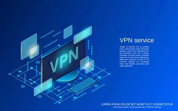 Servicio Vpn Plano Vector Isométrico Concepto Ilustración — Archivo Imágenes Vectoriales