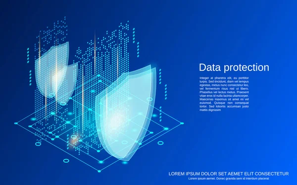 Protection Des Données Sécurité Information Illustration Concept Vecteur Isométrique Plat — Image vectorielle