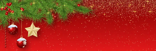 Weihnachten Und Neujahr Vektor Banner Vorlage Roter Hintergrund Mit Sternen Stockillustration