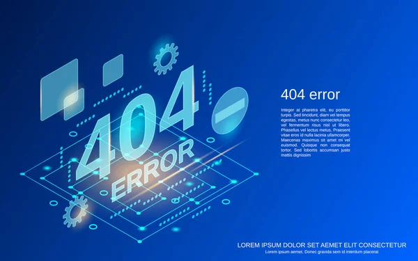 404 Página Erro Ilustração Conceito Vetor Isométrico Plano — Vetor de Stock