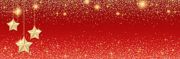 クリスマスと新年のベクトルバナーテンプレート 星や雪の結晶を持つ赤いグラデーションベクトルの背景 — ストックベクタ