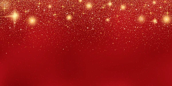 輝きの効果と雪の結晶とクリスマスと新年の赤い背景 — ストックベクタ