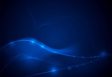 Koyu mavi arkaplanda vektör çizimi düz çizgiler. Yüksek teknoloji dijital teknoloji konsepti. Soyut fütüristik, parlak satır arkaplanı