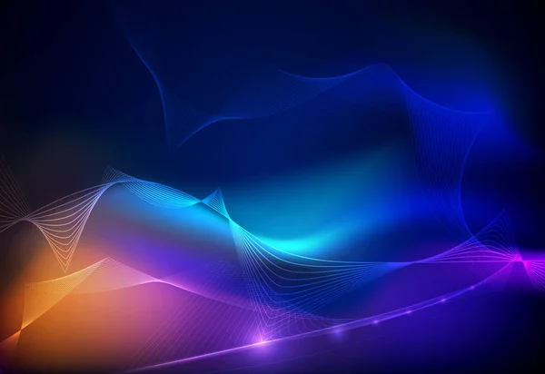 Illustratie Abstract Gloeien Neon Lichteffect Wave Line Golvende Patroon Vector — Stockvector