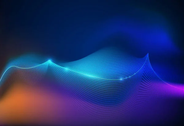 Abbildung Abstraktes Leuchten Neonlichteffekt Wellenlinie Wellenförmiges Muster Vektor Design Kommunikationstechnologie — Stockvektor