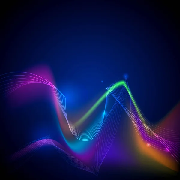Illustration Abstrakt Glödande Neon Ljus Effekt Påfyllnadsrad Vågiga Mönster Vektor — Stock vektor
