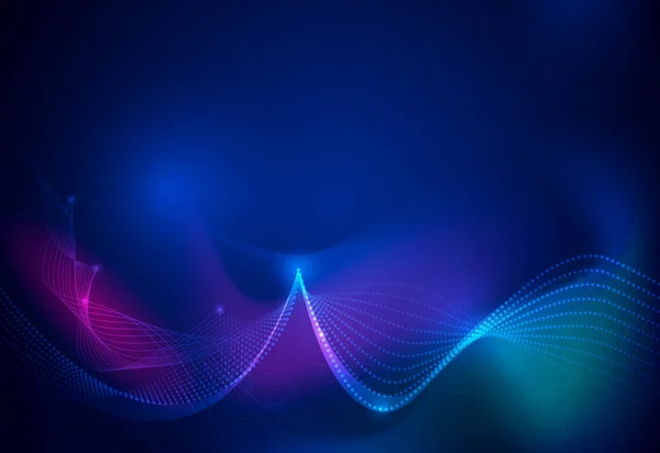 抽象发光 霓虹灯效果 波浪线 波浪图案 蓝色背景下的矢量设计通信技术 面向网络或横幅背景的未来数字技术 — 图库矢量图片