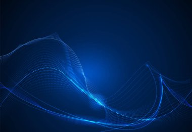 Koyu mavi arkaplanda vektör çizimi düz çizgiler. Yüksek teknoloji dijital teknoloji konsepti. Soyut fütüristik, parlak satır arkaplanı