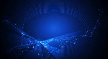 Mavi arka plan üzerinde vektör teknolojisi. İllüstrasyon soyut internet ağ bağlantısı tasarım web sitesi için