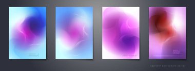 Vektör soyut arka plan seti, Kompozisyon renkli sıvı soyutlama, arka planlar için holografik ve degrade renk tasarımı