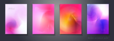 Vektör soyut arka plan seti, Kompozisyon renkli sıvı soyutlama, arka planlar için holografik ve degrade renk tasarımı.