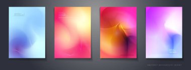 Vektör soyut arka plan seti, Kompozisyon renkli sıvı soyutlama, arka planlar için holografik ve degrade renk tasarımı.