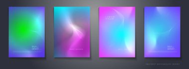 Vektör soyut arka plan seti, Kompozisyon renkli sıvı soyutlama, arka planlar için holografik ve degrade renk tasarımı.