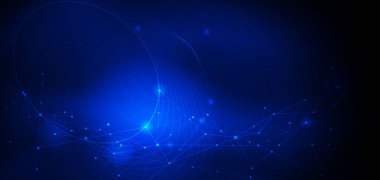 Vektör illüstrasyon molekülü,Noktalarla bağlı çizgiler,mavi arka plan üzerinde teknoloji. 